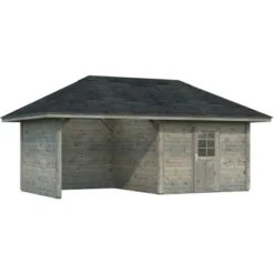 Palmako Holz-Gartenhaus Bianca 16,6 M² Set 11 Grau Tauchgrundiert
