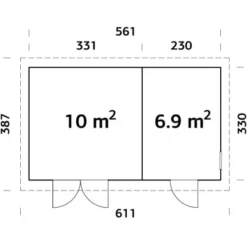 Palmako Kalle Holz-Gartenhaus Natur Pultdach Unbehandelt 561 Cm X 330 Cm -Vitavia Verkäufe 4743142047552 101056 3