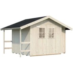 Palmako Marcus Holz-Gartenhaus Natur Satteldach Unbehandelt 384 Cm X 239 Cm