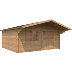 Palmako Britta Holz-Gartenhaus Braun Satteldach Tauchgrundiert 516 Cm X 425 Cm