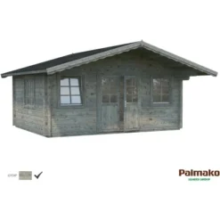 Palmako Helena Holz-Gartenhaus Grau Satteldach Tauchgrundiert 530 Cm X 390 Cm