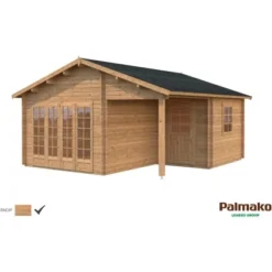 Palmako Irene Holz-Gartenhaus Braun Satteldach Tauchgrundiert 530 Cm X 550 Cm