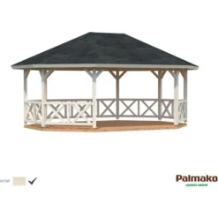 Palmako Holz-Pavillon Betty Klar Tauchgrundiert BxT: 615 Cm X 465 Cm