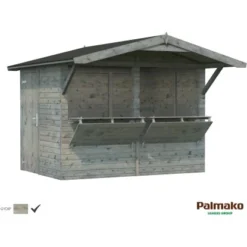 Palmako Stella Holz-Gartenhaus Grau Satteldach Tauchgrundiert 273 Cm X 190 Cm