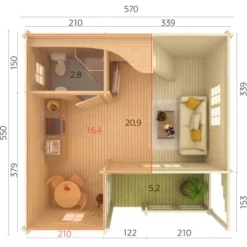Palmako Emily Holz-Gartenhaus Natur Satteldach Unbehandelt 590 Cm X 550 Cm -Vitavia Verkäufe 4743142059579 106566 3