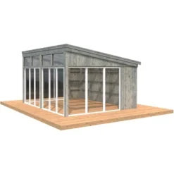 Palmako Pavillon Nova 17,8 M² Grau Tauchgrundiert 502 Cm X 396 Cm