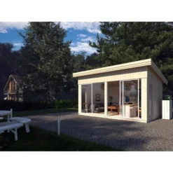 Palmako Annabel Holz-Gartenhaus Natur Flachdach Unbehandelt 502 Cm X 330 Cm -Vitavia Verkäufe 4743142099681 108994 3