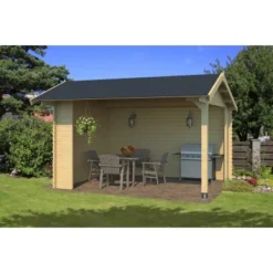 Unterstand / Lounge Kirian 300 Natur 28 Mm Fundamentmaß 3800 X 3000 Mm