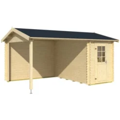 Lasita Holz-Gartenhaus Wibo Natur 465 Cm X 337,8 Cm Mit Anbaudach