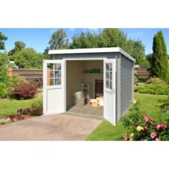 Lasita Holz-Gartenhaus Indi 175 Lichtgrau 200 Cm X 250 Cm