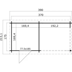 Lasita Holz-Gartenhaus Jelle Plus Carbongrau 390 Cm X 213,1 Cm Mit Anbaudach -Vitavia Verkäufe 4743329214555 4986 3