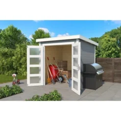 Lasita Holz-Gartenhaus Zambezi 1 Lichtgrau 220 Cm X 224,6 Cm