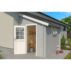 Lasita Holz-Gartenhaus Jura 2 Lichtgrau 214,6 Cm X 295 Cm