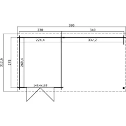 Lasita Holz-Gartenhaus Ivana Schwedenrot 590 Cm X 313,1 Cm Mit Anbaudach -Vitavia Verkäufe 4743329228644 4986 4