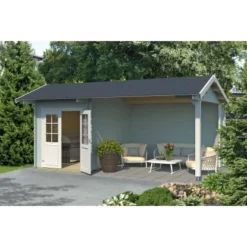 Lasita Holz-Gartenhaus Kenzo Gletschergrün 480 Cm X 389,3 Cm Mit Anbaudach