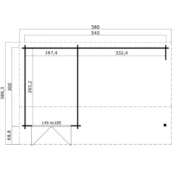 Lasita Holz-Gartenhaus Kenzo Schwedenrot 480 Cm X 389,3 Cm Mit Anbaudach -Vitavia Verkäufe 4743329228767 4986 4