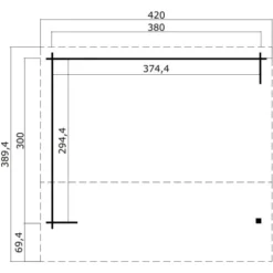 Unterstand / Lounge Kirian 300 Schwedenrot 28 Mm Fundamentmaß 3800 X 3000 Mm -Vitavia Verkäufe 4743329229955 4986 4