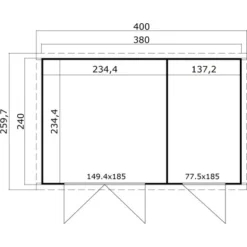 Lasita Holz-Gartenhaus Zambezi XL Gletschergrün 400 Cm X 259,7 Cm -Vitavia Verkäufe 4743329235444 4986 4