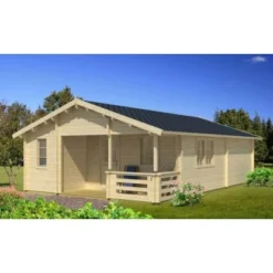 Tene Kaubandus Gartenhaus Almeria-B 70 Satteldach 639 Cm X 927 Cm Hellbraun