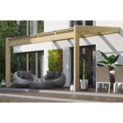 Skan Holz Terrassenüberdachung Novara 450 Cm X 259 Cm Unbehandelt