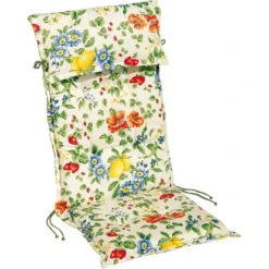 Hochlehner-Auflage Trend-Line 120 X 50 X 8 Cm Creme-Grün D.0612