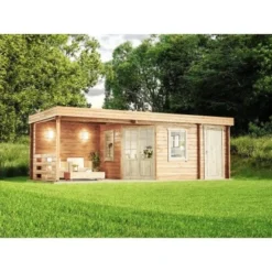 Alpholz Gartenhaus Johanna-40 Flachdach 718 Cm X 322 Cm Braun