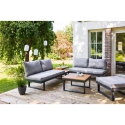 Lounge-Set Lipson 3-teilig Aus Akazienholz Und Aluminium Grau -Vitavia Verkäufe 5252515 21