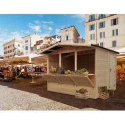 Timbela Marktbude Holz M150A 6m² Mit 3 Theken -Vitavia Verkäufe 52543 11023400 M150A AB 05