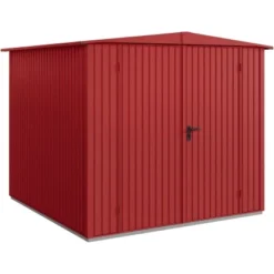 Ecostar Gerätehaus Trend Mit Satteldach Typ 2 RAL3004 Purpurrot Doppeltür