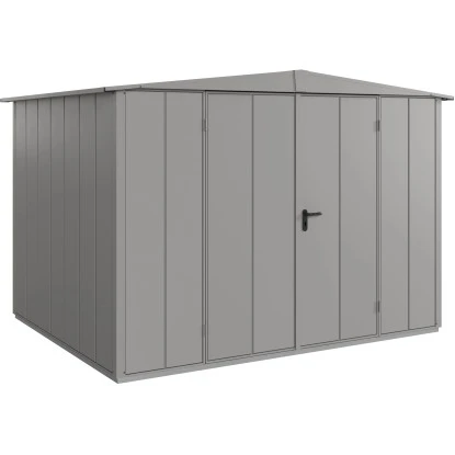 Ecostar Gerätehaus Elegant Mit Satteldach Typ 3 RAL9007 Graualuminium Doppeltür 1 Ecostar Gerätehaus Elegant Mit Satteldach Typ 3 RAL9007 Graualuminium Doppeltür
