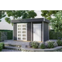 Skan Holz Holz-Gartenhaus Venlo 3 Schiefergrau 380 Cm X 250 Cm