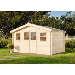 Alpholz Gartenhaus Montreal Satteldach 435 Cm X 411 Cm Hellbraun