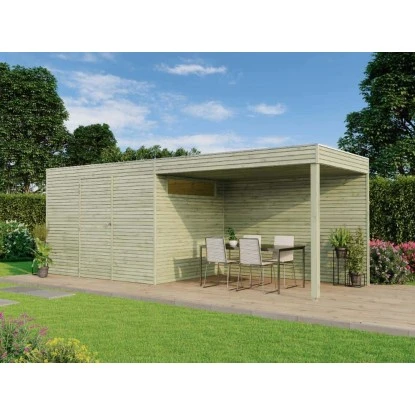 Alpholz Gartenhaus QB Flachdach 594 Cm X 210 Cm Hellbraun 2 Alpholz Gartenhaus QB Flachdach 594 Cm X 210 Cm Hellbraun – Bild 2