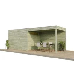Alpholz Holz-Gartenhaus Flachdach Druckimprägniert 920 Cm X 300 Cm