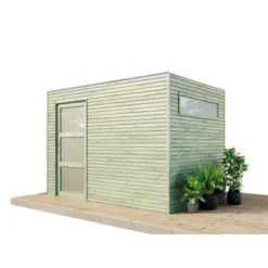 Alpholz Gartenhaus QBS Flachdach 594 Cm X 300 Cm Hellbraun -Vitavia Verkäufe 5411249916024 11003400 3