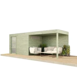 Alpholz Gartenhaus QBS Flachdach 594 Cm X 300 Cm Hellbraun -Vitavia Verkäufe 5411249916024 11003400 4