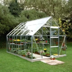 Halls Gewächshaus Universal 128 Blankglas 3 Mm Alu 9,9 M² Inkl. Fundamentrahmen