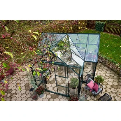 Halls Gewächshaus Garden Room ESG 3 Mm Grün 12,9 M² Inkl. Fundamentrahmen 12 Halls Gewächshaus Garden Room ESG 3 Mm Grün 12,9 M² Inkl. Fundamentrahmen – Bild 12