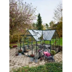 Halls Gewächshaus Garden Room ESG 3 Mm Grün 12,9 M² Inkl. Fundamentrahmen
