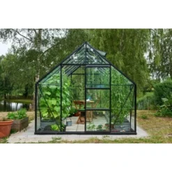 Halls Gewächshaus Universal 128 Blankglas 3mm Schwarz 9,9m² Inkl.Fundamentrahmen -Vitavia Verkäufe 5701701098802 3156 AB 06