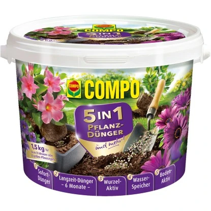 Compo 5in1 Pflanz-Dünger Und Mehr 1,5 Kg 1 Compo 5in1 Pflanz-Dünger Und Mehr 1,5 Kg