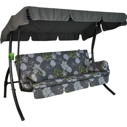 Angerer Hollywoodschaukel Trend Meran Grau Blumen 3-Sitzer 1 Angerer Hollywoodschaukel Trend Meran Grau Blumen 3-Sitzer