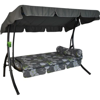 Angerer Hollywoodschaukel Trend Meran Grau Blumen 3-Sitzer 2 Angerer Hollywoodschaukel Trend Meran Grau Blumen 3-Sitzer – Bild 2