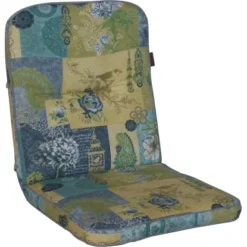 Angerer Stuhlauflage Niedrig Neuburg Beige-Blau-Grün-Gemustert