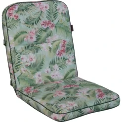 Angerer Stuhlauflage Niedrig Bangkok Blätter Blumen Grün-Pink