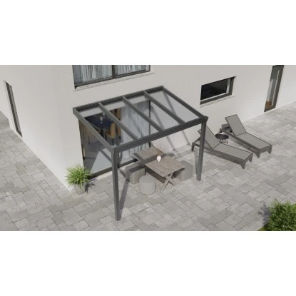 Terrassenüberdachung Professional 300 Cm X 350 Cm Anthrazit Struktur Glas 1 Terrassenüberdachung Professional 300 Cm X 350 Cm Anthrazit Struktur Glas