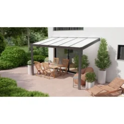 Terrassenüberdachung Professional 400 Cm X 200 Cm Anthrazit Struktur PC Opal