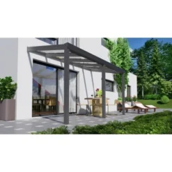 Terrassenüberdachung Professional 400 Cm X 250 Cm Anthrazit Struktur Glas