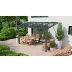 Terrassenüberdachung Professional 400 Cm X 250 Cm Anthrazit Struktur PC Klar