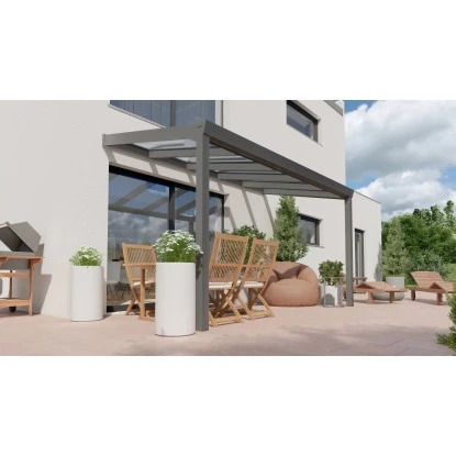Terrassenüberdachung Professional 400 Cm X 250 Cm Anthrazit Struktur PC Klar 3 Terrassenüberdachung Professional 400 Cm X 250 Cm Anthrazit Struktur PC Klar – Bild 3